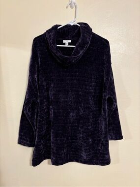 J.Jill Petite XL Purple Chenille Cowl Neck Tunic Sweater